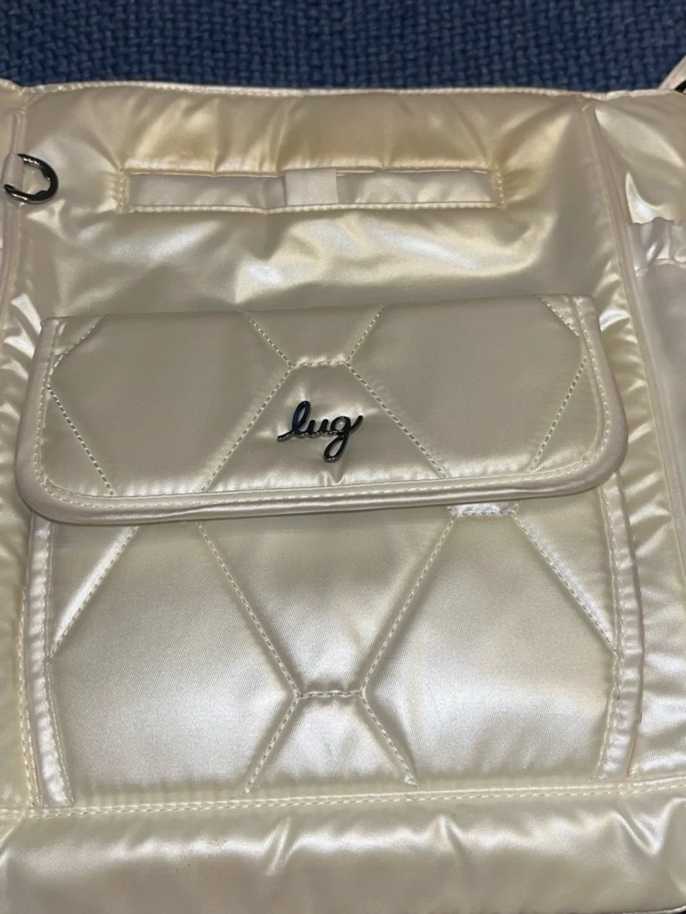 lug Pearl Quilted Cosmetic Pouch with Logo Flap